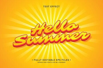 Vibrant hello summer text with sunburst background