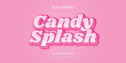 Colorful candy advertisement with pink background and white text