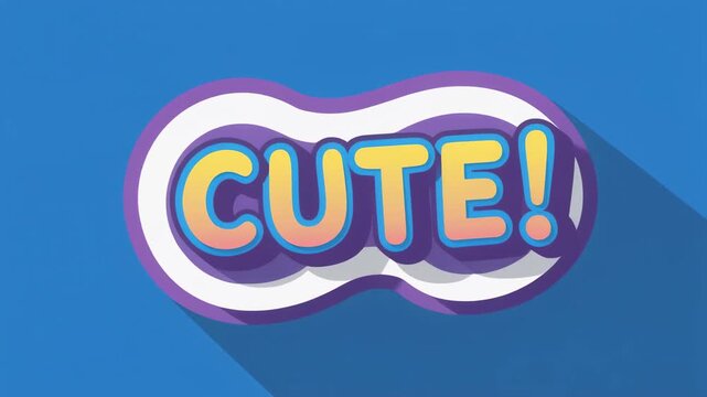 Cute Text Effect with Long Shadow on Blue Background.