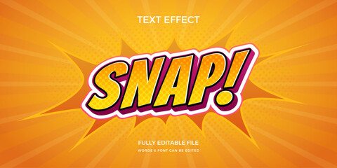 Vibrant comic book style illustration with the word snap on an orange background