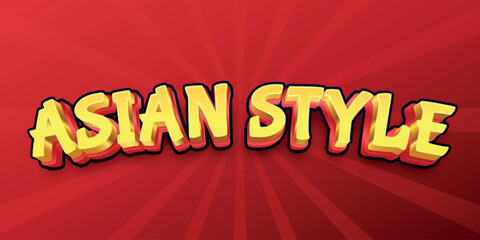 Vibrant asian style text effect with yellow and red gradient on bold font against red background