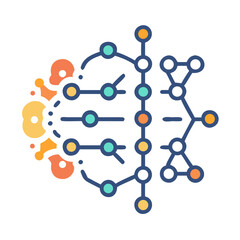 Complex network with nodes and connections