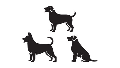 black color dog set silhouette vector illustration, solid white background