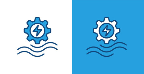 Hydropower Color Outline, with light and dark background © pinky