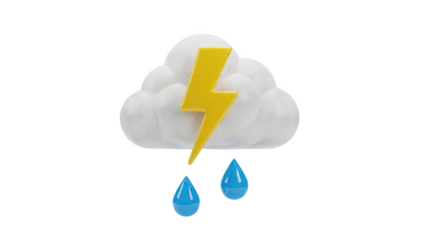 3D Weather Icon: Thunderstorm with Rain