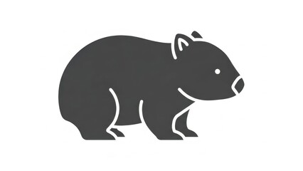 Obraz premium Minimalist gray wombat illustration capturing the essence of australian wildlife in a clean