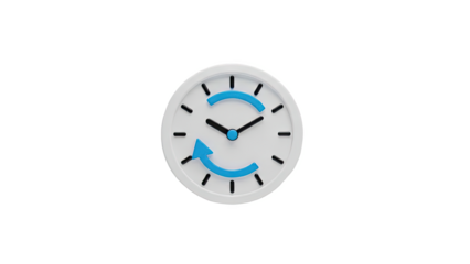 Clock with Circular Arrows Indicating Time Loop or Reset