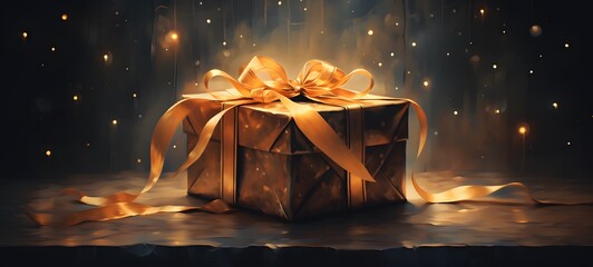 silhouette of Christmas gift ,generative AI