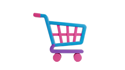 Colorful 3D Shopping Cart Icon