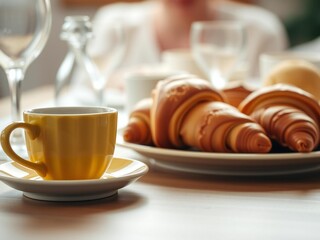 Morning coffee and croissants