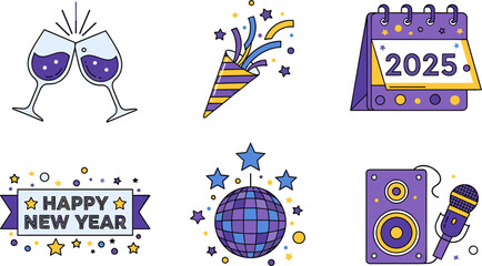Obraz premium Celebrate New Year 2025 with Style: Vector Illustration