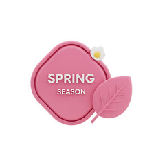 A charming 3d illustration of a pink spring season icon with a delicate flower and leaf