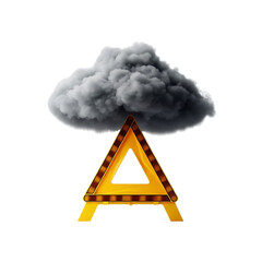 Warning triangle with dark cloud above it