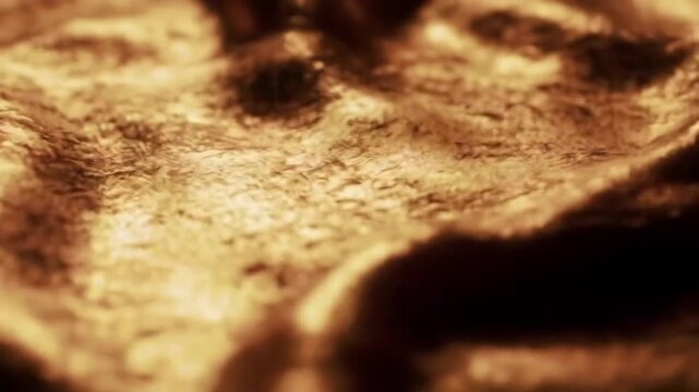 A close-up view of a luxurious fabric with a rich, warm golden color and a soft, velvety texture, showcasing its intricate folds and creases