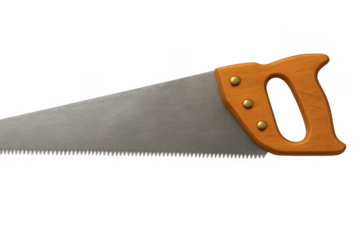 Hand saw with wooden handle and metal blade