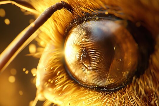Fly compound eye with visible individual ommatidia