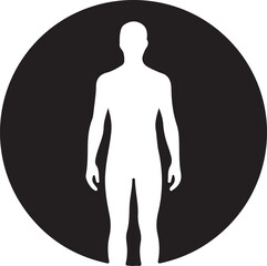 Human silhouette with circle background, logo style