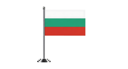 Bulgaria flag on a pole isolated on transparent background