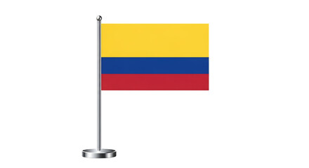 Colombian flag on a small pole isolated on transparent background