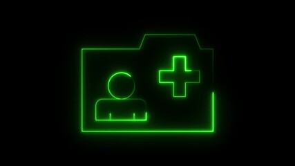 glowing neon home clinic icon animation, medical green clinic Line animation,medical icon 4K Video motion on black background.