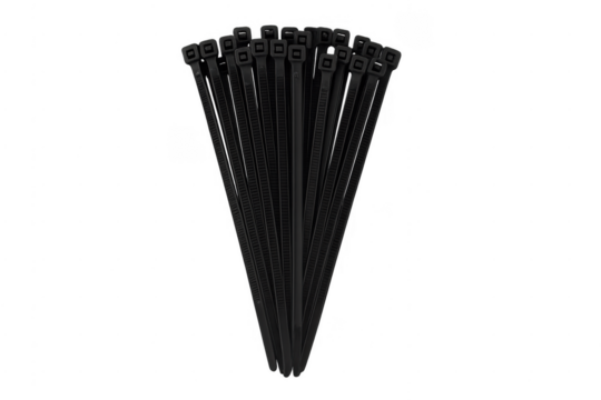 Black plastic cable ties on transparent background - Powered by Adobe