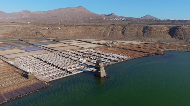 Stunning aerial footage revealing the geometric patterns of the Janubio salt flats in Lanzarote