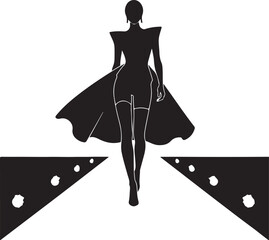 Model silhouette walking runway.