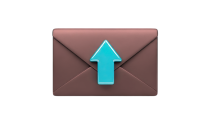 3D Render of a Dark Gray Envelope with a Blue Upload Arrow Icon
