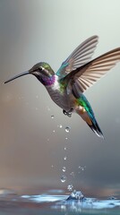 Hummingbird in flight over water