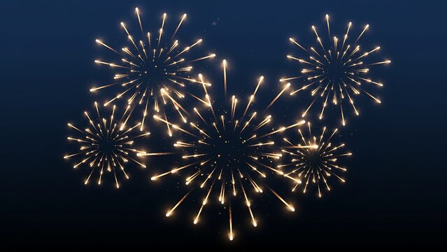 Golden fireworks bursting in night sky - Powered by Adobe