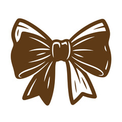 Fototapeta premium Vintage Brown ribbon bow tied in a classic elegant style for gift wrapping and decoration purposes