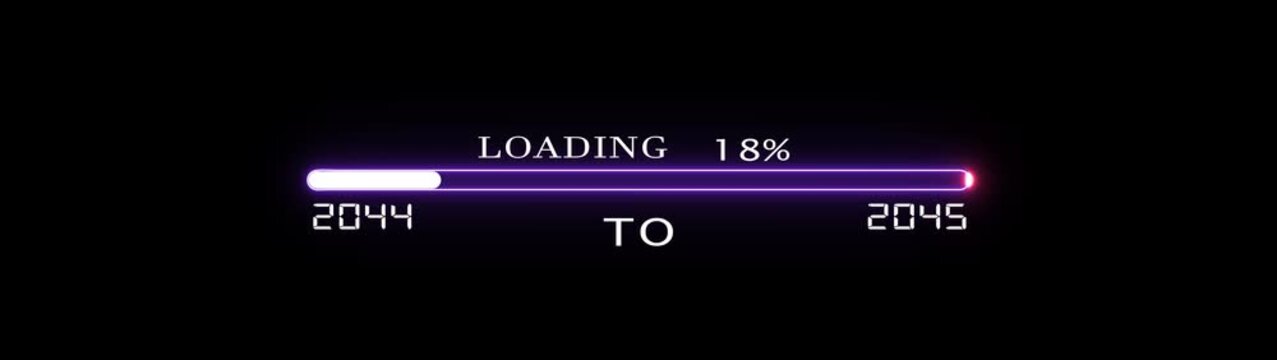 Futuristic Loading Progress Bar Animation with Neon Lights 2044 to 2045