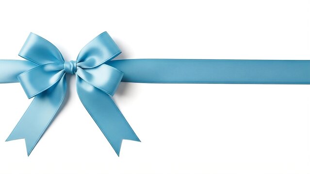 A light blue ribbon with a decorative bow