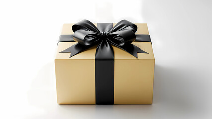 Fototapeta premium A gift box wrapped in brown paper with a black ribbon