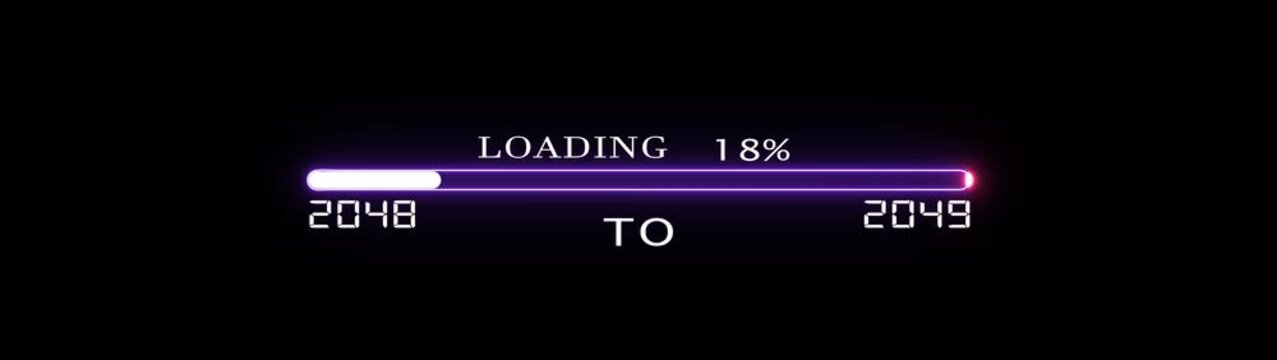 Futuristic Loading Animation Progress Bar 2048 to 2049 Neon Purple