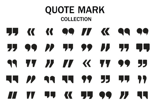 Set of quote mark. Quotes icon vector set. Quotemarks outline, speech marks, inverted commas or talking marks collection. Talk bubble speech icon. Black quotes icon. Vector illustration