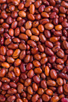 Close-up taken of red spotted pinto beans background