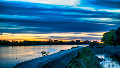 rzeka, woda, sundown, krajobraz, noc, krajobraz miasta © Krzysztof  Jaworski