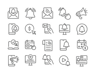 Notification Icons Vector Collection of Social Media Advertising and Digital Marketing Messages and Alerts