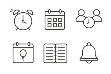 Notification date alarm and people icon set