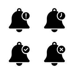 Notification bell with status symbols alert message