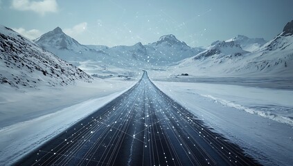 Serene snowy mountain pass