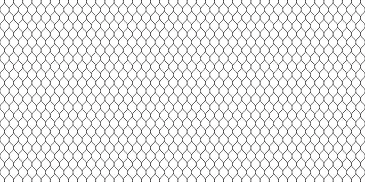 Vector seamless pattern, black thin wavy lines on white backdrop. Illustration of mesh, fishnet, lace. Subtle monochrome background, simple repeat texture. Design for prints, decoration, web, textile