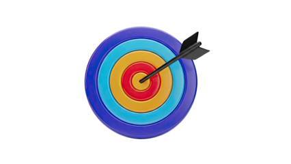 Arrow hitting the bullseye on a colorful target