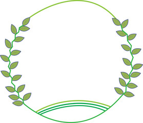 Set of Three Vertical Green Leafy Vines Growing from a Textured Horizontal Base for Nature and Environmentally Friendly Designs