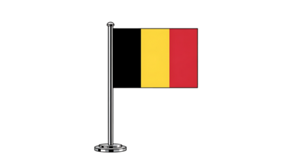 Belgium flag on a pole isolated on transparent background
