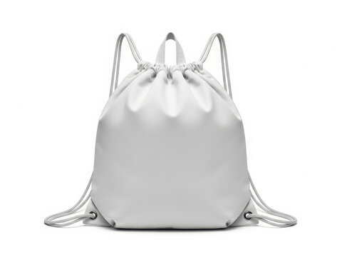 Minimalist white drawstring backpack