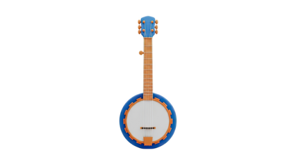 3D Render of a Blue and Orange Banjo