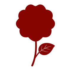 orange nasturtium flower line art with branch on white background