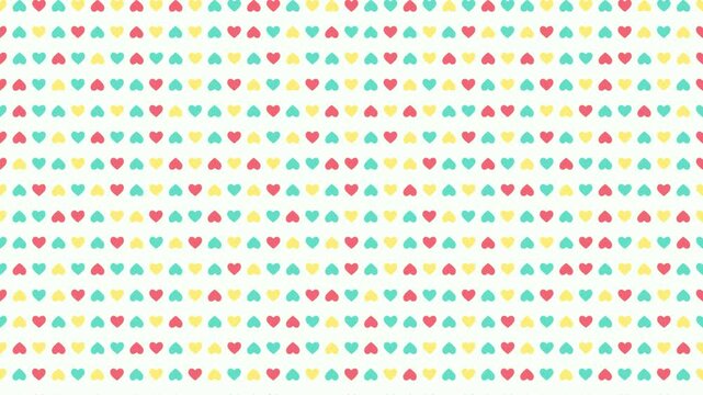 Cute heart pattern background with pink teal and yellow hearts on a light cream backdrop perfect
